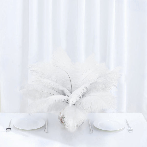 12 Pack | 13"-15" Natural Plume Real Ostrich Feathers Vase Centerpiece - White