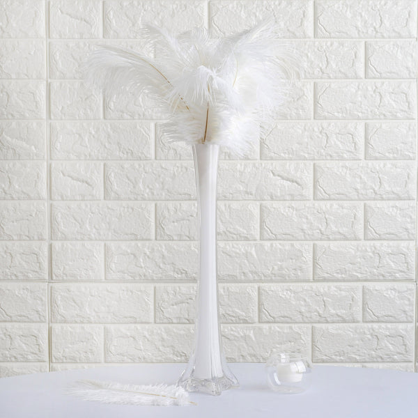 12 Pack | 13"-15" Natural Plume Real Ostrich Feathers Vase Centerpiece - White