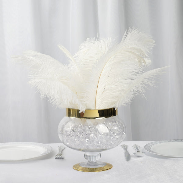 12 Pack | 13"-15" Natural Plume Real Ostrich Feathers Vase Centerpiece - White