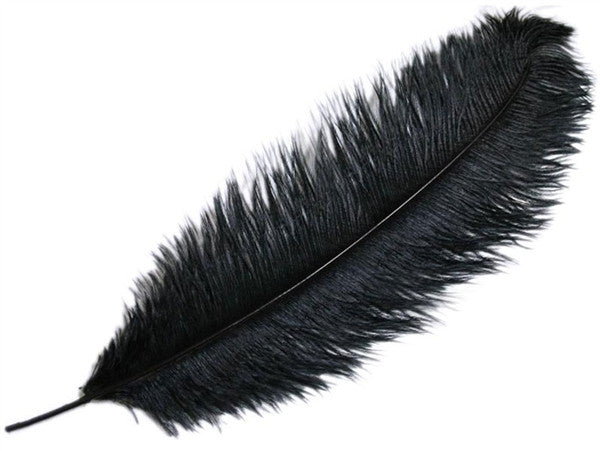 Set of 12 | 24"-26" Natural Plume Ostrich Feathers Centerpiece - Black