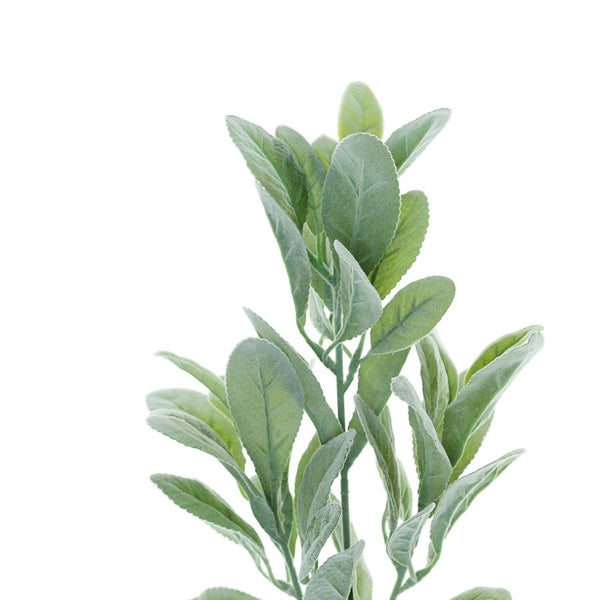 Pack of 2 | 24inches Frosted Green Artificial Flocked Lambs Ear Leaf Spray
