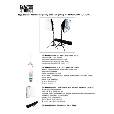700W Photography Softbox Lighting Kit Photo Equipment Soft Studio Light kit - 27 x 20"