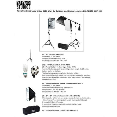 2400 Watt Softbox Photo Studio Continuous Lighting Kit With Boom Arm Hairlight Softbox