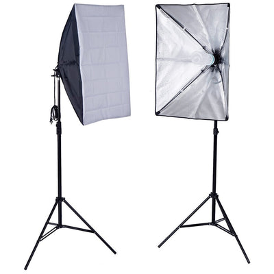 1200 Watts White Umbrella Soft box Continuous Lighting Photo Video Studio Kit With Chromakey Background Muslins (Green Black White)