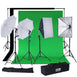 1200 Watts White Umbrella Soft box Continuous Lighting Photo Video Studio Kit With Chromakey Background Muslins (Green Black White)