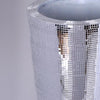 32" Silver Polystone Trumpet Floor Mirrored Mosaic Vases