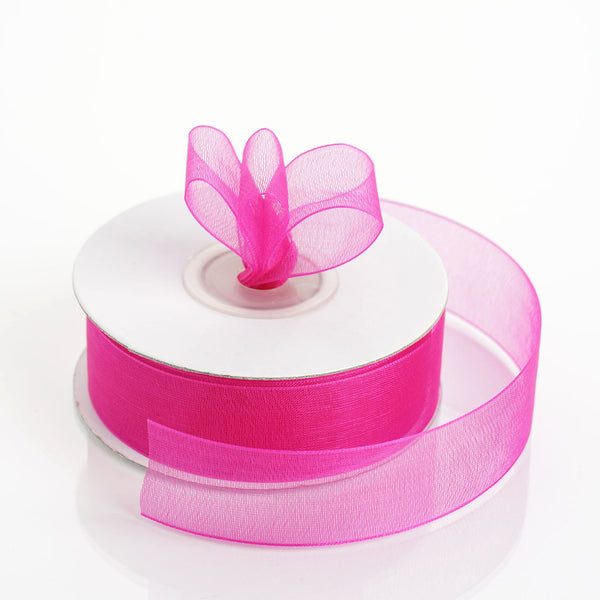 7/8" x 25 Yards Sheer Organza Ribbon - Fuchsia
