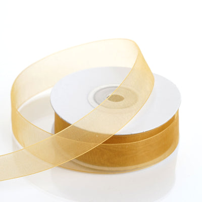 7/8" x 25 Yards Sheer Organza Ribbon - Gold