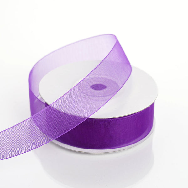 7/8" x 25 Yards Sheer Organza Ribbon - Purple