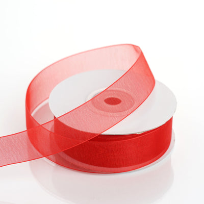 7/8" x 25 Yards Sheer Organza Ribbon - Red