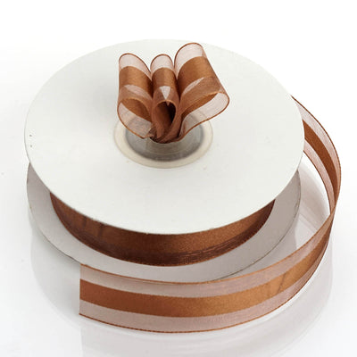 7/8" x 25 Yards Organza Ribbon With Satin Center - Chocolate