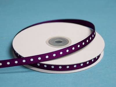 3/8" Grosgrain Polka Dot -Eggplant