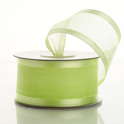 1.5" x 10 Yards Organza Ribbon With Wired Edge - Apple Green