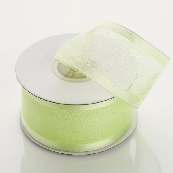 1.5" x 10 Yards Organza Ribbon With Wired Edge - Apple Green
