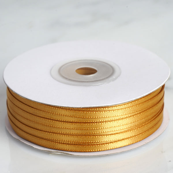 1/8" x 100 Yards Solid Satin Ribbon - Gold