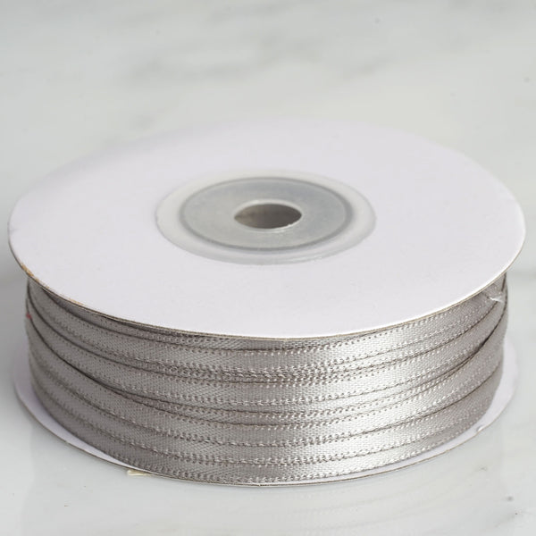 1/8" x 100 Yards Solid Satin Ribbon - Silver