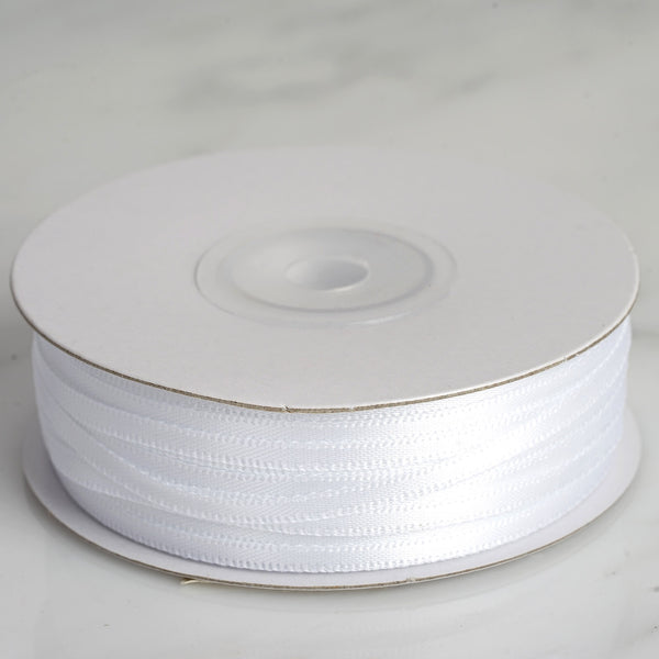 1/8" x 100 Yards Solid Satin Ribbon - White