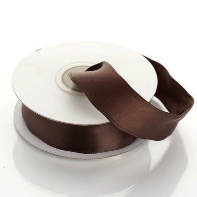 7/8" x 10 Yards Wired Satin Ribbon - Chocolate