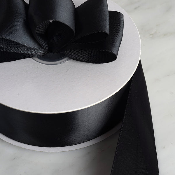 1.5" x 50 Yards Solid Satin Ribbon - Black