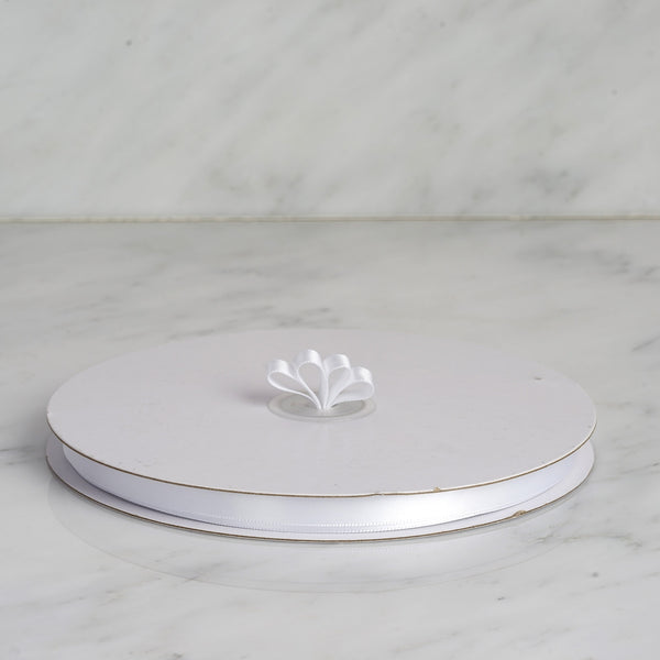 3/8" x 100 Yards Solid Satin Ribbon - White