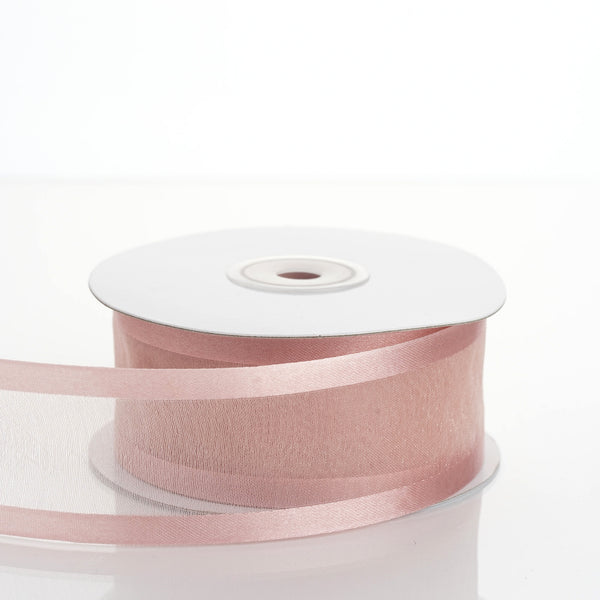 1.5" x 25 Yards Organza Ribbon With Satin Edge - Blush