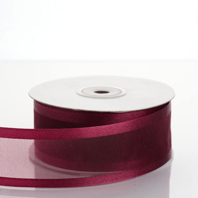 1.5" x 25 Yards Organza Ribbon With Satin Edge - Burgundy