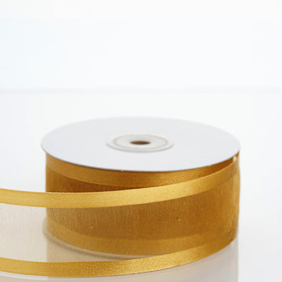 1.5" x 25 Yards Organza Ribbon With Satin Edge - Gold