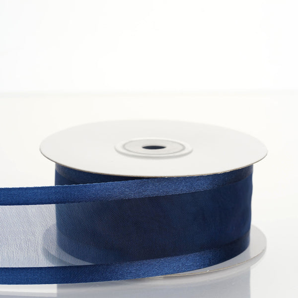 1.5" x 25 Yards Organza Ribbon With Satin Edge - Navy Blue