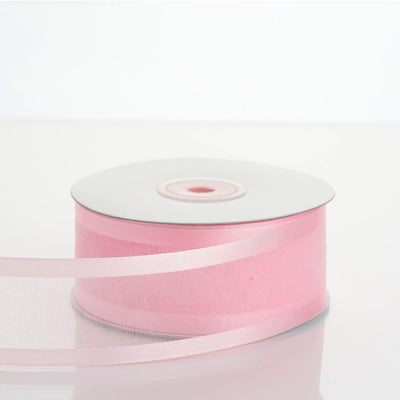 1.5" x 25 Yards Organza Ribbon With Satin Edge - Pink