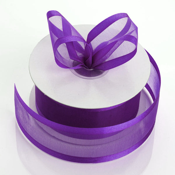 1.5" x 25 Yards Organza Ribbon With Satin Edge - Purple