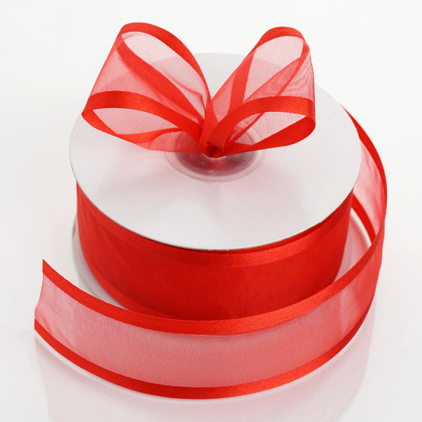 1.5" x 25 Yards Organza Ribbon With Satin Edge - Red
