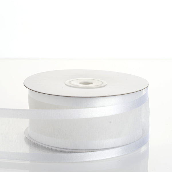 1.5" x 25 Yards Organza Ribbon With Satin Edge - White