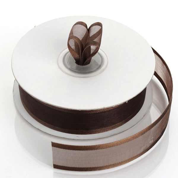 7/8" x 25 Yards Organza Ribbon With Satin Edge - Chocolate