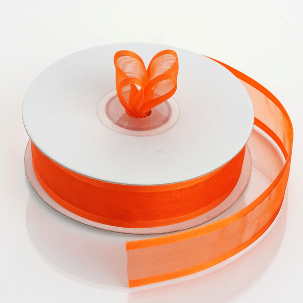 7/8" x 25 Yards Organza Ribbon With Satin Edge - Orange