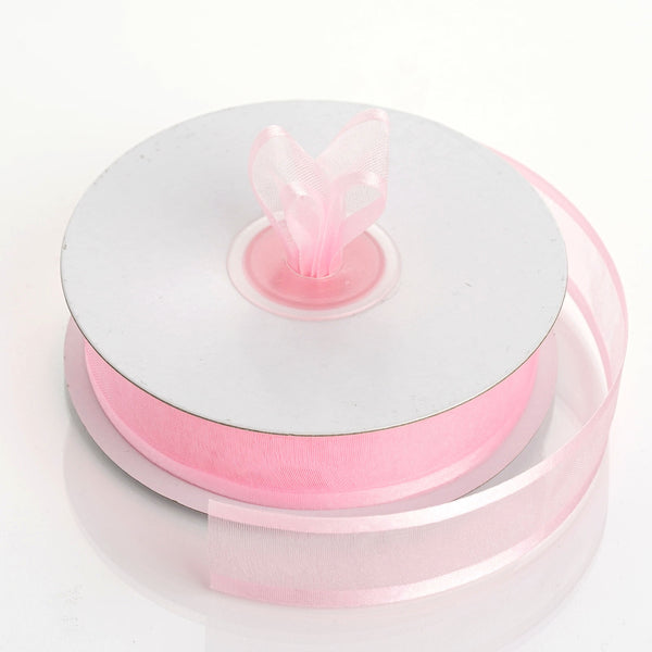 7/8" x 25 Yards Organza Ribbon With Satin Edge - Pink