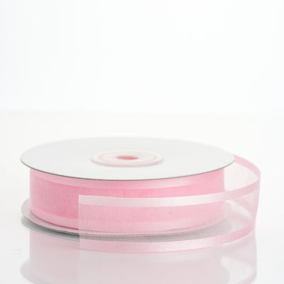7/8" x 25 Yards Organza Ribbon With Satin Edge - Pink