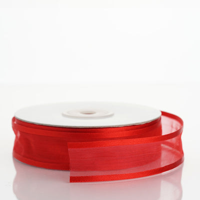 7/8" x 25 Yards Organza Ribbon With Satin Edge - Red