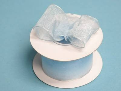 1.5" x 10 Yards Organza Ribbon With Wired Edge - Light Blue