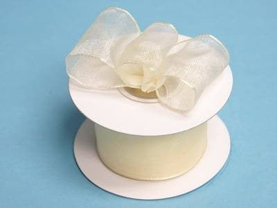1.5" x 10 Yards Organza Ribbon With Wired Edge - Ivory