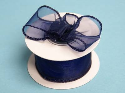 1.5" x 10 Yards Organza Ribbon With Wired Edge - Navy Blue