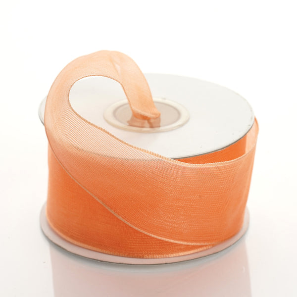 1.5" x 10 Yards Organza Ribbon With Wired Edge - Orange