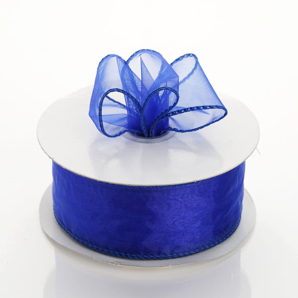 1.5" x 10 Yards Organza Ribbon With Wired Edge - Royal Blue