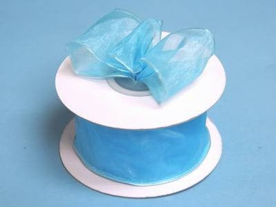 1.5" x 10 Yards Organza Ribbon With Wired Edge - Turquoise