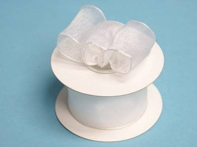 1.5" x 10 Yards Organza Ribbon With Wired Edge - White