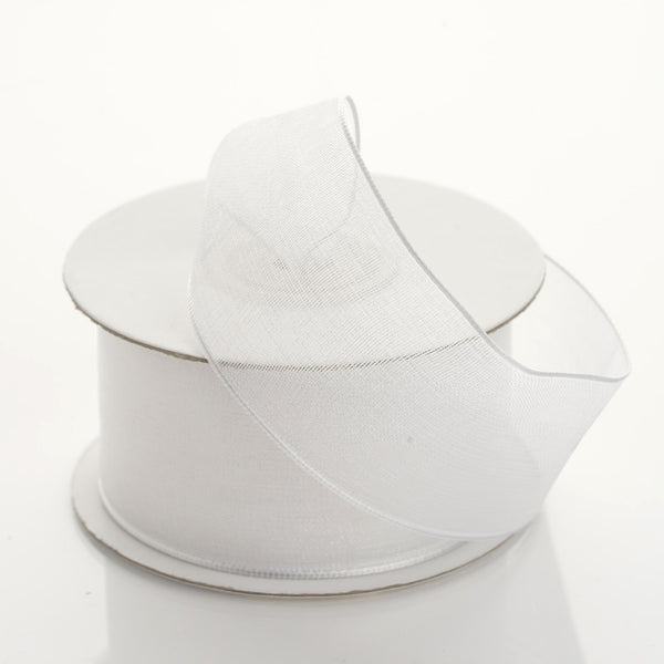 1.5" x 10 Yards Organza Ribbon With Wired Edge - White