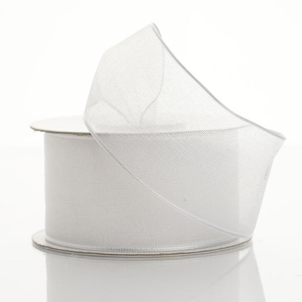1.5" x 10 Yards Organza Ribbon With Wired Edge - White