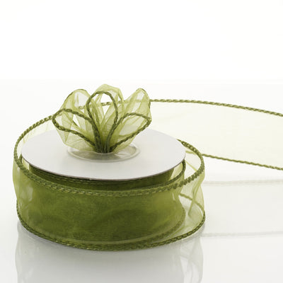 1.5" x 10 Yards Organza Ribbon With Wired Edge - Willow