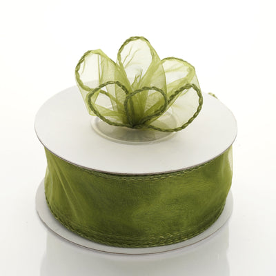 1.5" x 10 Yards Organza Ribbon With Wired Edge - Willow