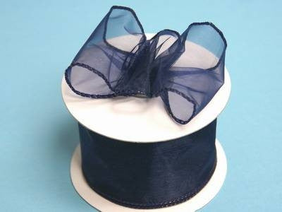 2 1/2" Wired Organza Ribbon - Navy Blue