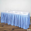 21FT Perfect Picnic Inspired White/Blue Checkered Polyester Table Skirt For Wedding Party Event
